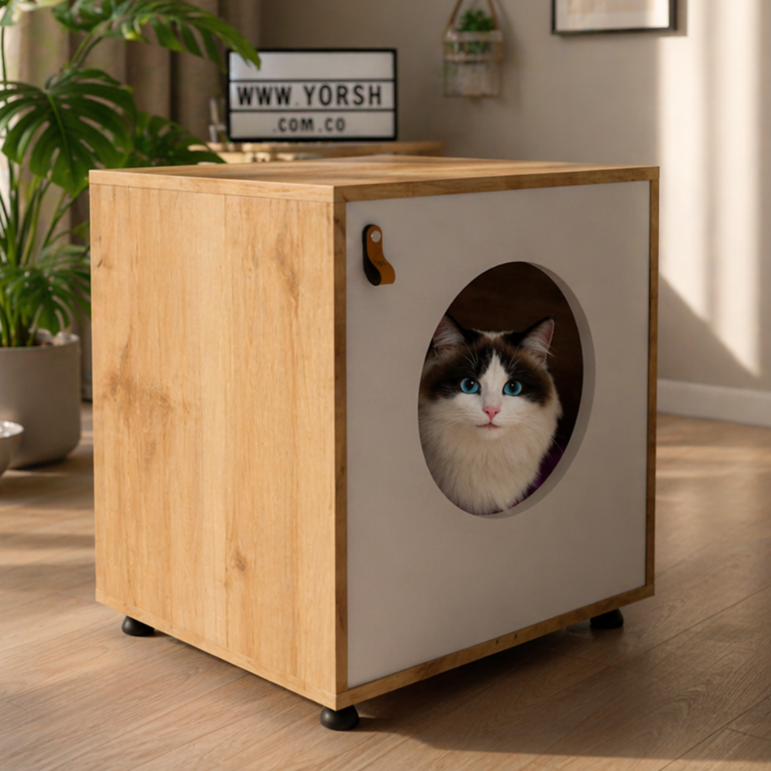Cueva para Gato Tipo Mueble en Madera – Diseño Elegante y Funcional