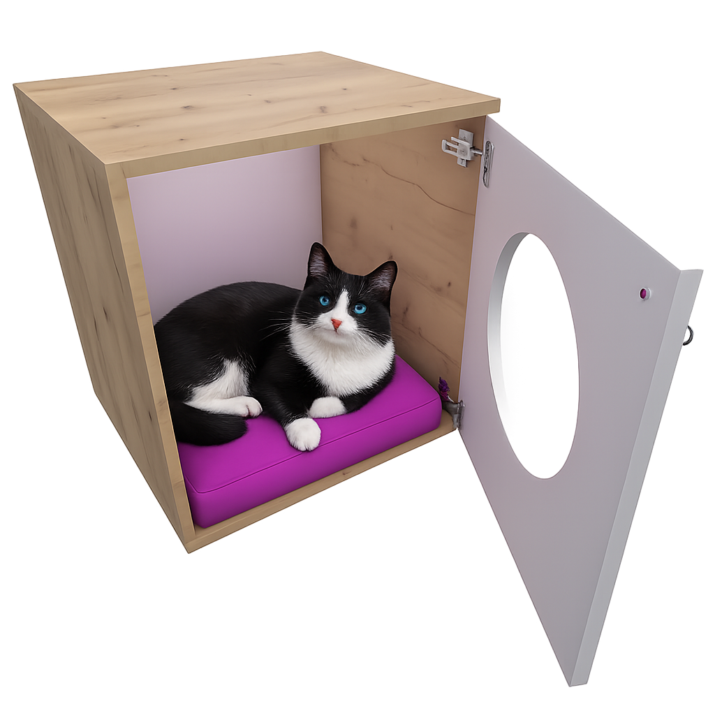 Cueva para Gato Tipo Mueble en Madera – Diseño Elegante y Funcional