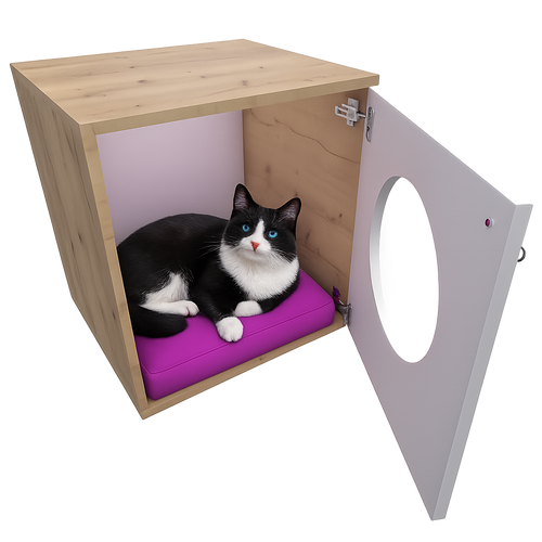 Cueva para Gato Tipo Mueble en Madera – Diseño Elegante y Funcional