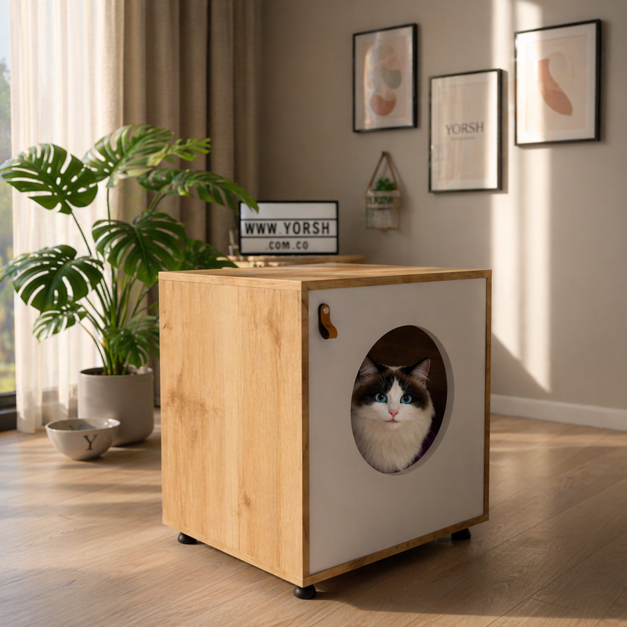 Cueva para Gato Tipo Mueble en Madera – Diseño Elegante y Funcional