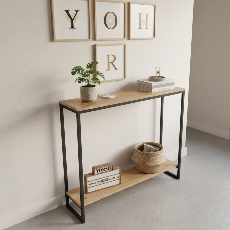 Mesa Recibidor Aux Madera y Metal Estilo industrial