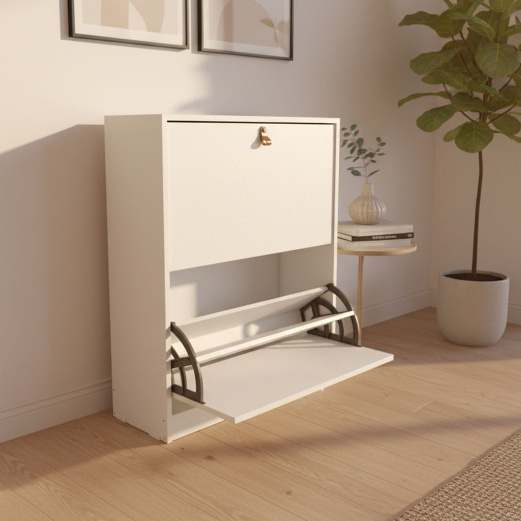 Zapatero Organizador Blanco Nórdico 2 Niveles