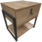 Mesa de Noche Industria en Pino y Metal un Cajón