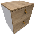 Mesa de Noche Pino y Blanco Escandi  Doble Cajón