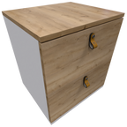 Mesa de Noche Pino y Blanco Escandi  Doble Cajón
