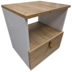 Mesa de Noche Pino y Blanco Escandi  Un Cajón