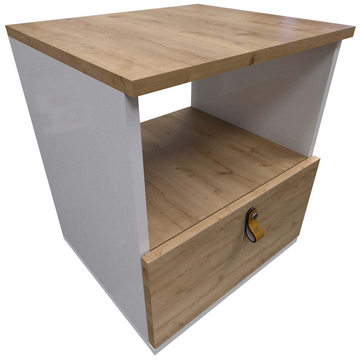 Mesa de Noche Pino y Blanco Escandi  Un Cajón