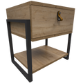 Mesa de Noche Industria en Pino y Metal un Cajón