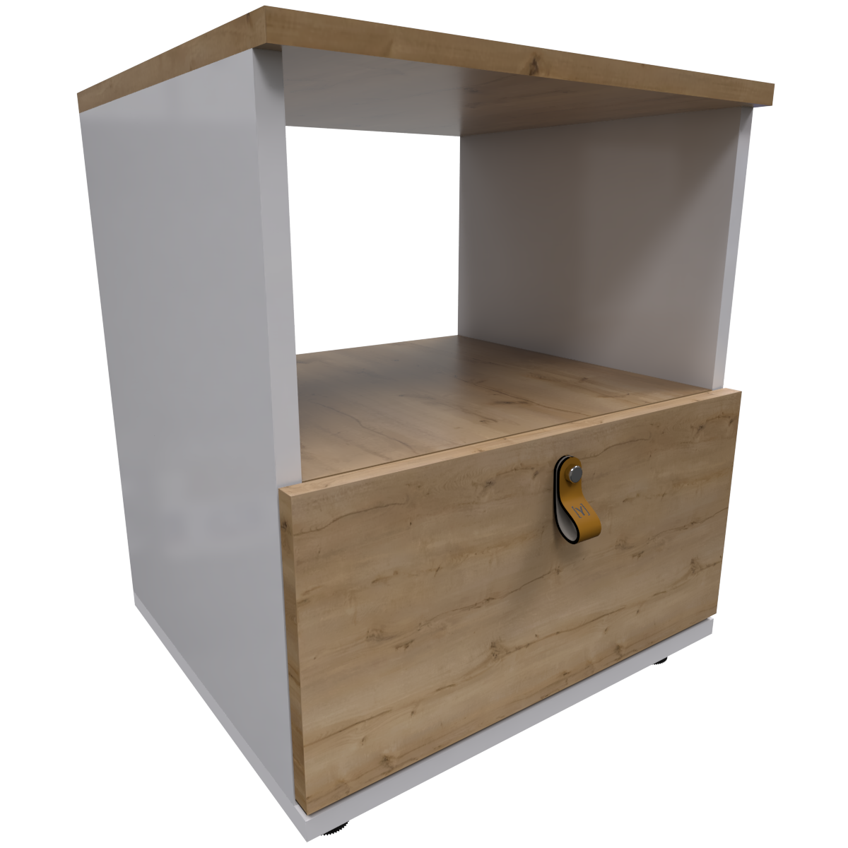 Mesa de Noche Pino y Blanco Escandi  Un Cajón