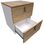 Mesa de Noche Pino y Blanco Escandi  Doble Cajón