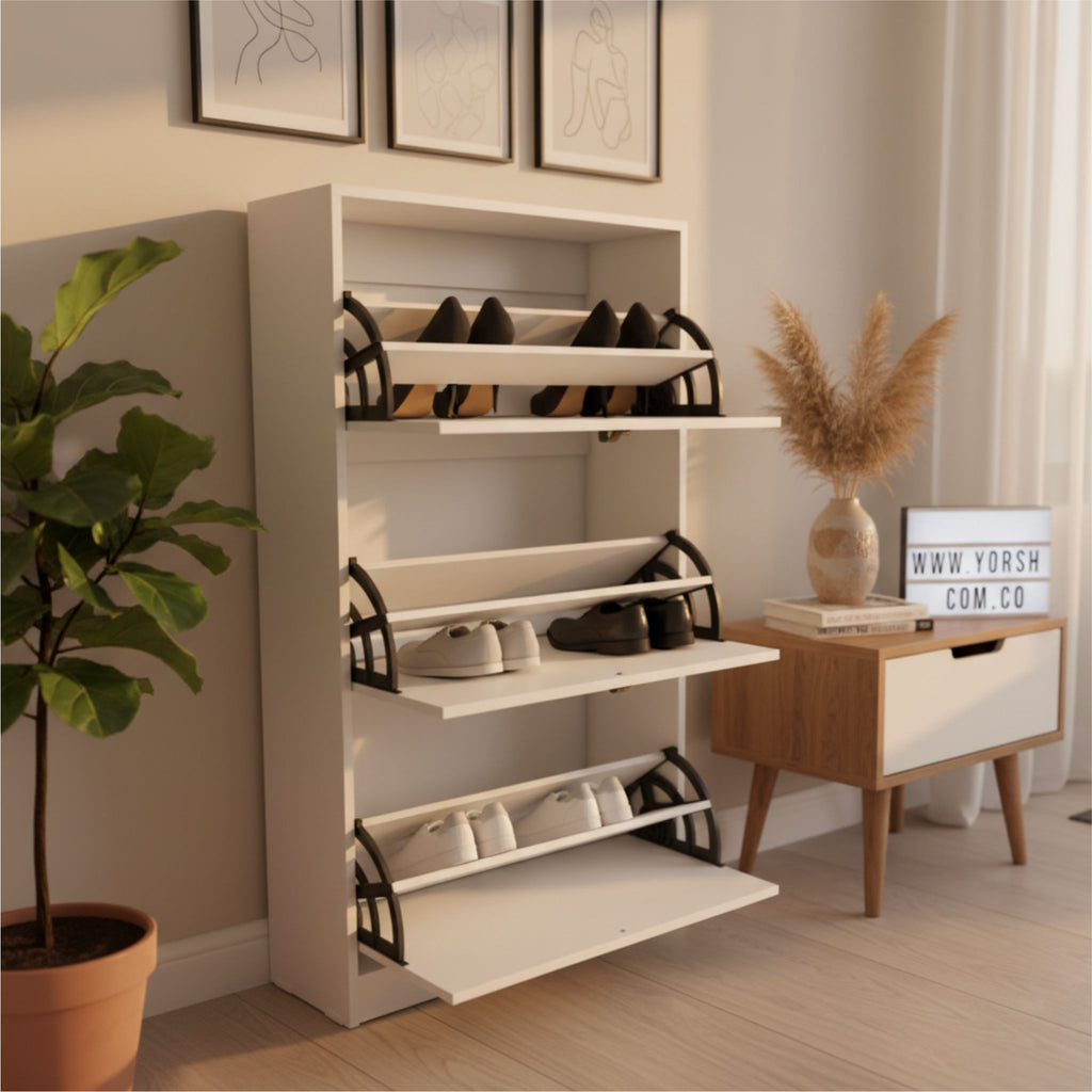 Zapatero Organizador Blanco Nórdico 3 Niveles